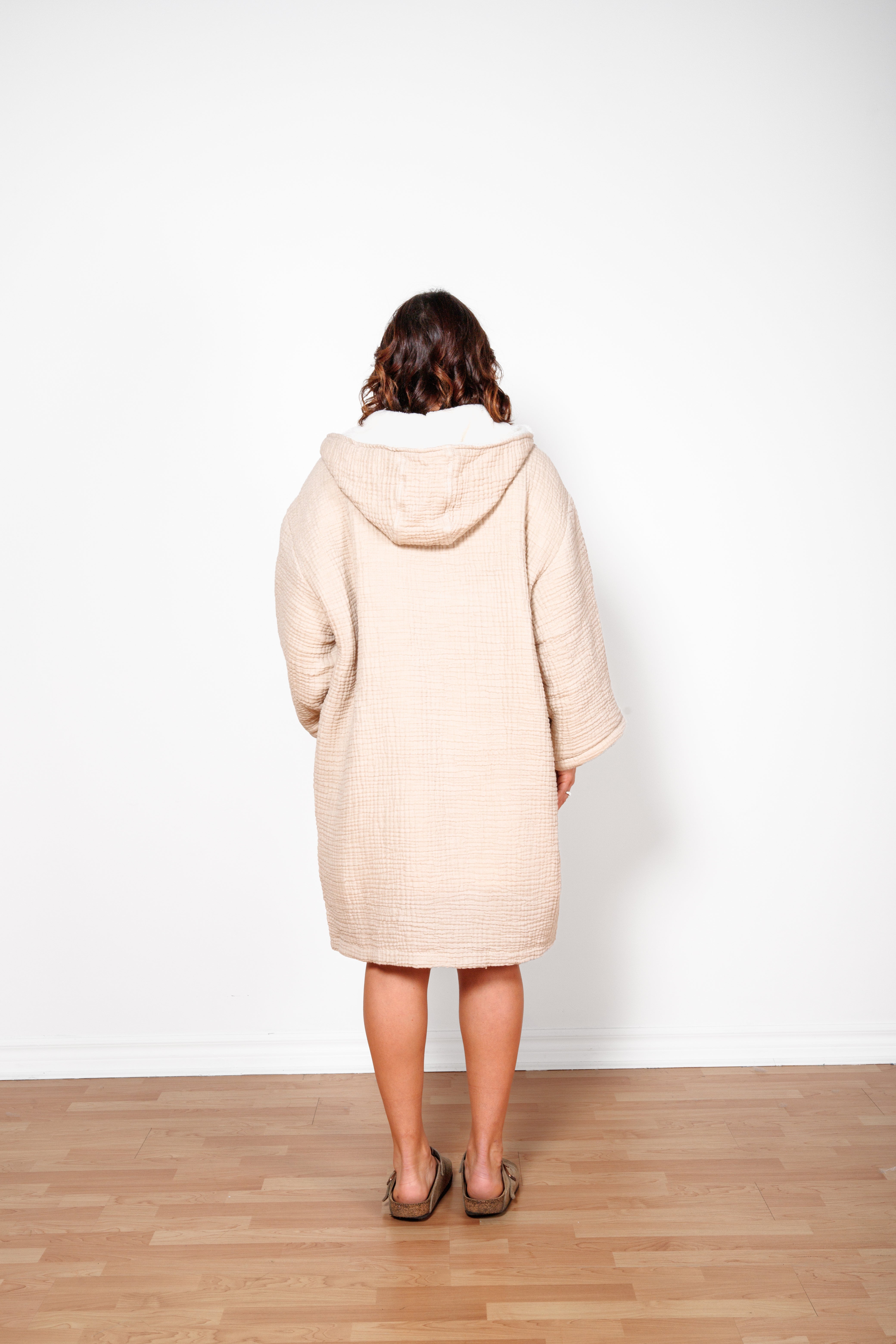 hemp wool ポンチョ THE POLAR | Unisex Fleece-lined Muslin Zip Poncho – Tofino