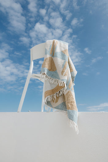 Tofino Towel The Coast Turkish Towel | Yellow, Pewter, Sage + Blue