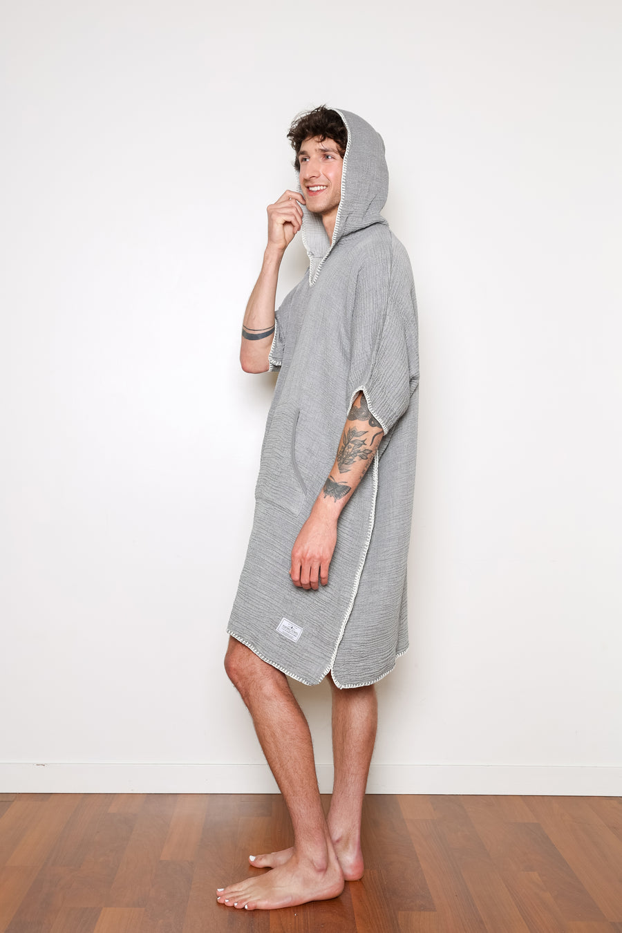 Tofino Towels The Cocoon Poncho | Grey, Seashell & Tan main image 0