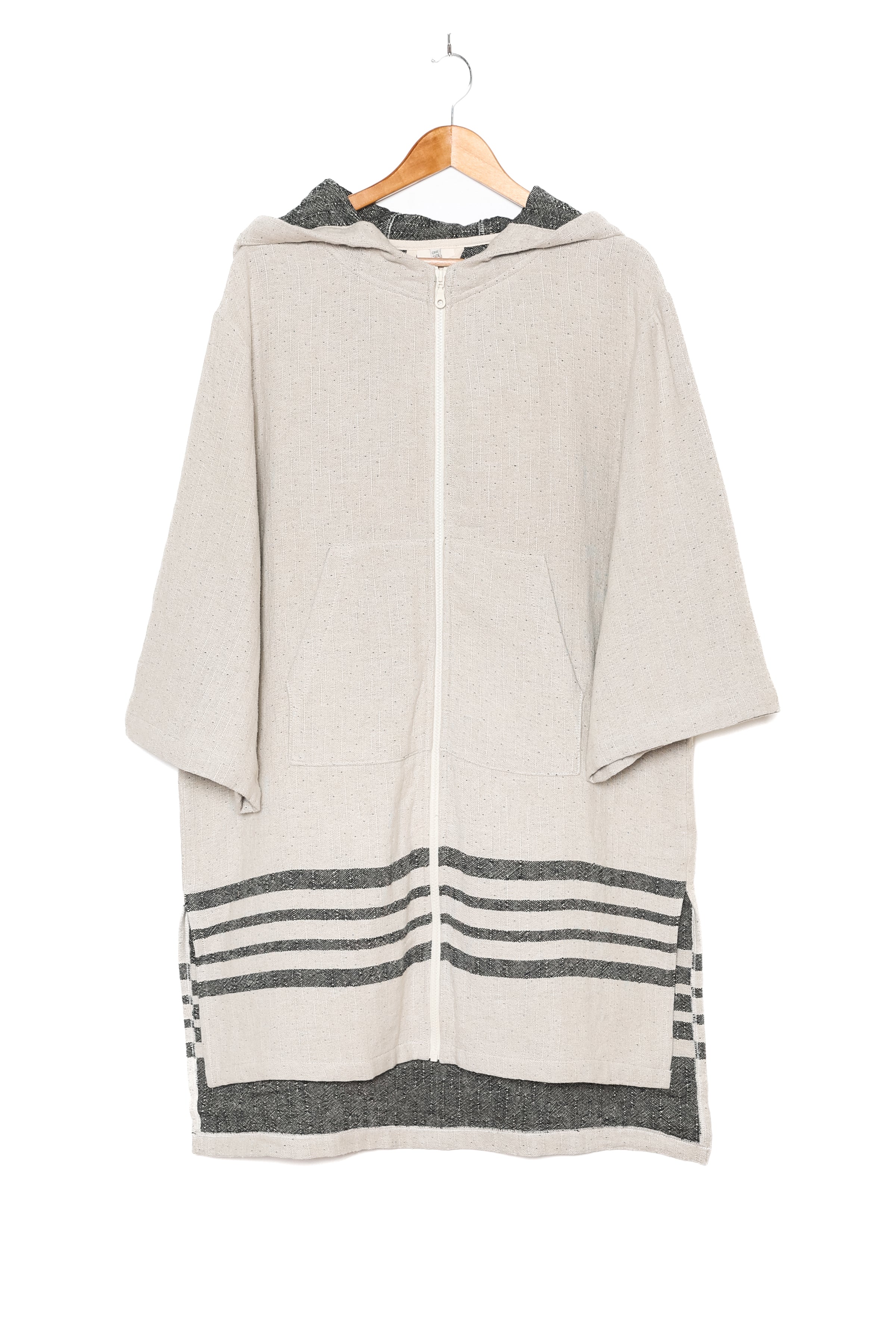 THE ECHO , Linen Blend Zip Poncho