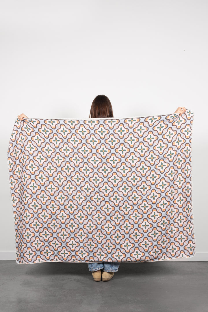 THE MOSAIC | Block Print Sherpa Lined Throw