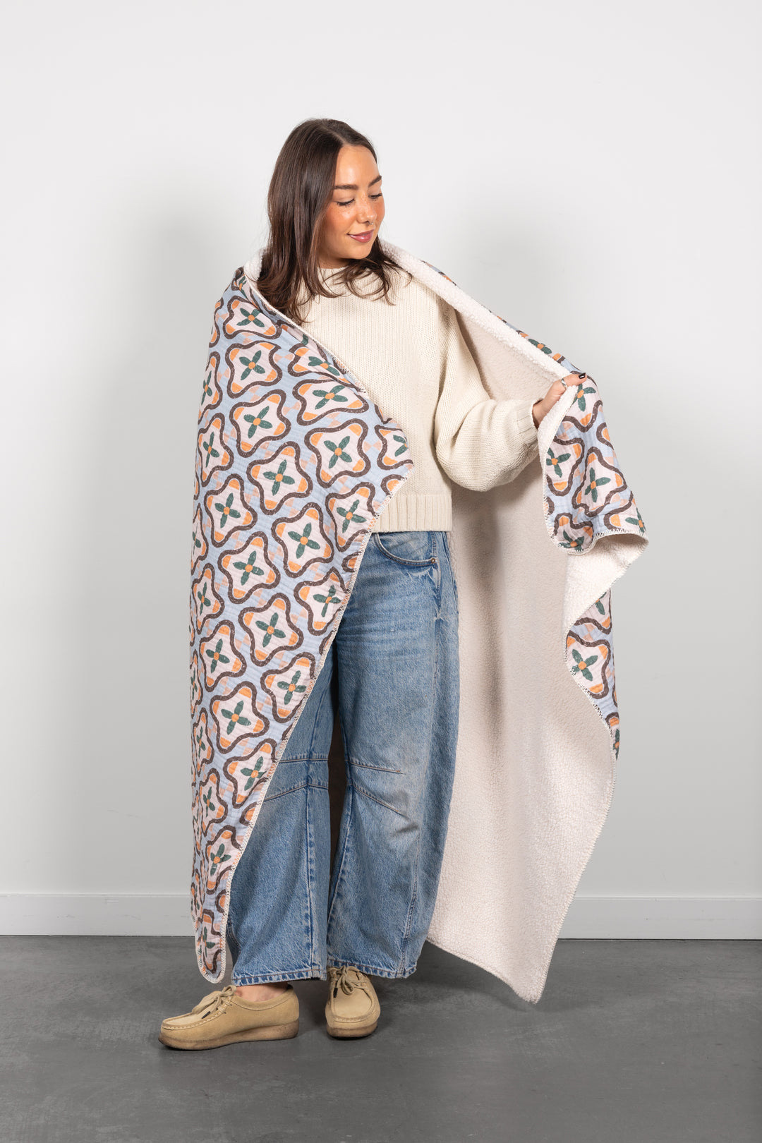 THE MOSAIC | Block Print Sherpa Lined Throw