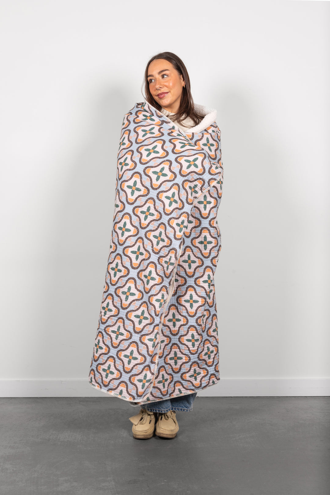 THE MOSAIC | Block Print Sherpa Lined Throw
