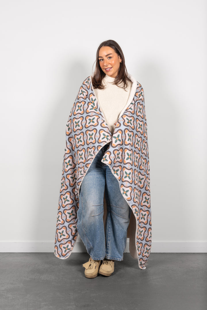 THE MOSAIC | Block Print Sherpa Lined Throw