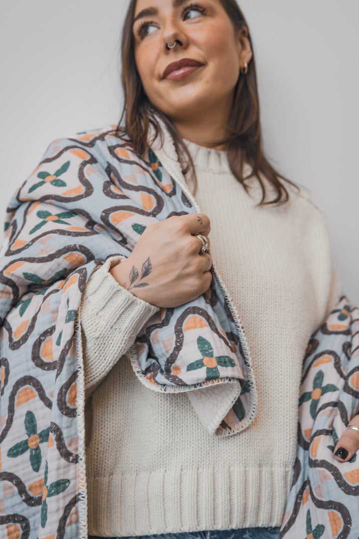 THE MOSAIC | Block Print Sherpa Lined Throw