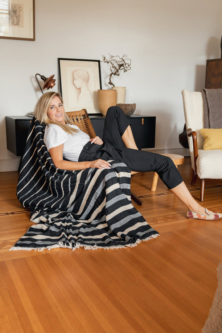 THE WINSLOW  | Striped Linen Blend – Fleece Throw